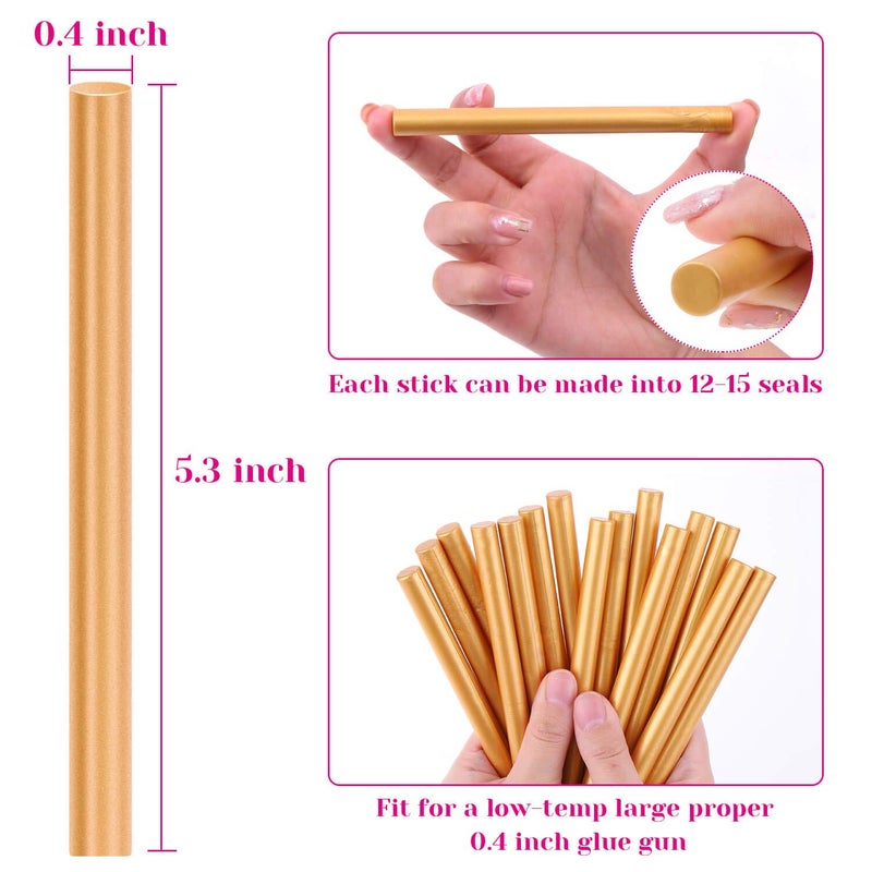 PAXCOO Sealing Wax, Paxcoo 20pcs Wax Seal Sticks, Glue Gun Sealing Wax for Wax Seal Stamp, Letter Wax Seal and Crafts (Gold) - Image 5